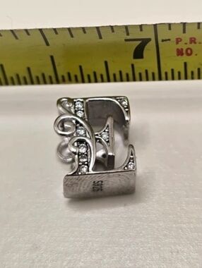 Sterling Silver 'E' Initial Charm Pendant with Cubic Zirconia Accents - S925